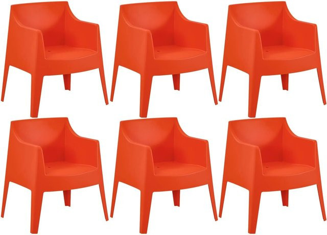 DELUKE Gartenstuhl HENRI 6er Set, Stapelbare Loungestühle aus Kunststoff in Orange, UV-beständig und wetterfest, B/T/H: 73 x 57 x 78 cm - Bild 1