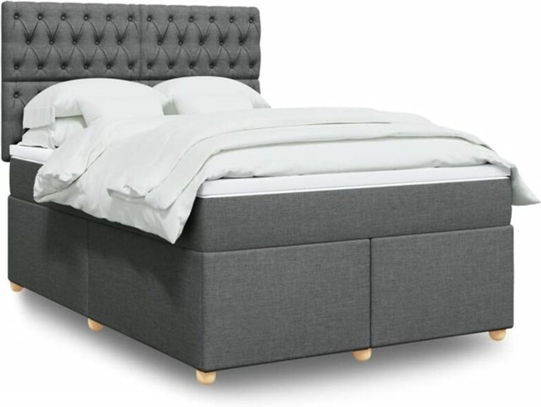 Vidaxl Boxspringbett mit Matratze aus Stoff in Grau B/T/H: 140 x 200 cm - Bild 1