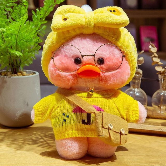 Yiran toy Kawaii Lalafanfan Cafe Ente Plüschtier, Weiße Rouge Ente, Stofftierpuppe - Bild 1