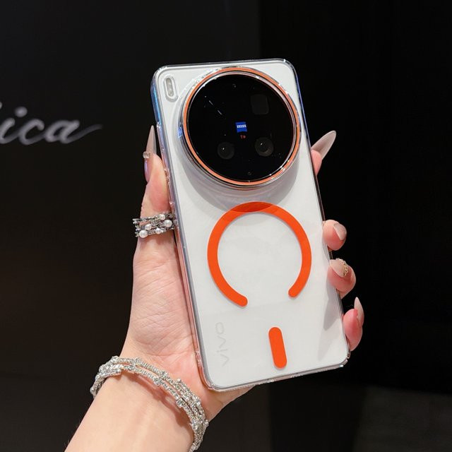 Magnetische Vivo Handyhülle aus transparentem HD Clear Hard PC mit MagSafe Unterstützung für kabelloses Laden, Stoßfeste Schutzhülle in Blau - Bild 1