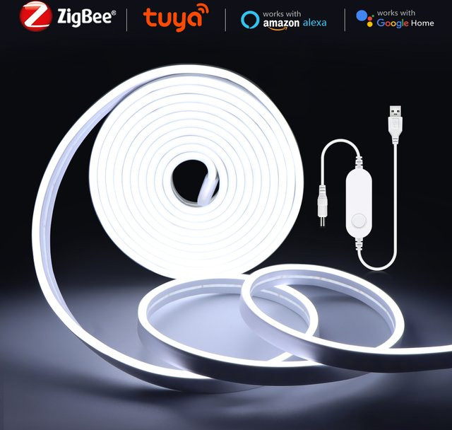 Tuya Neon Flex RGB LED Streifen dimmbar via ZigBee und WLAN mit USB-Anschluss für Alexa und Google Home - Bild 1