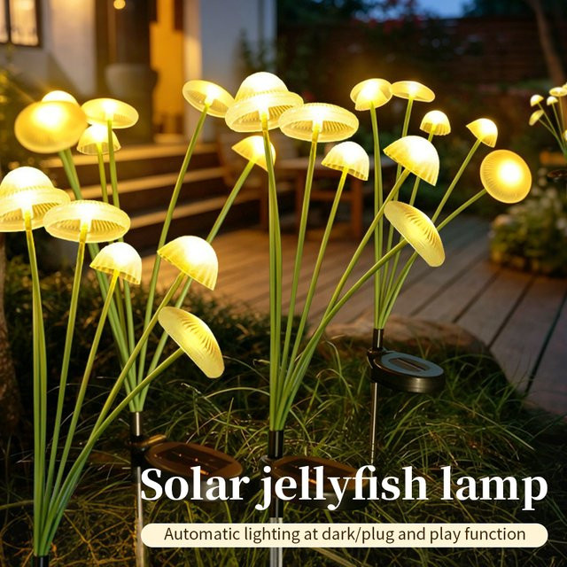 GGBEE Quallenförmige Solar-LED-Rasenlampe in Schwarz als wasserdichte Gartenleuchte für den Außenbereich mit Dämmerungssensor - Bild 1