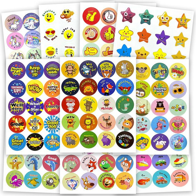 Motivierende Belohnungsaufkleber für das Klassenzimmer mit Sternen, Herzen und Smileys in Mehrfarbig - Bild 1