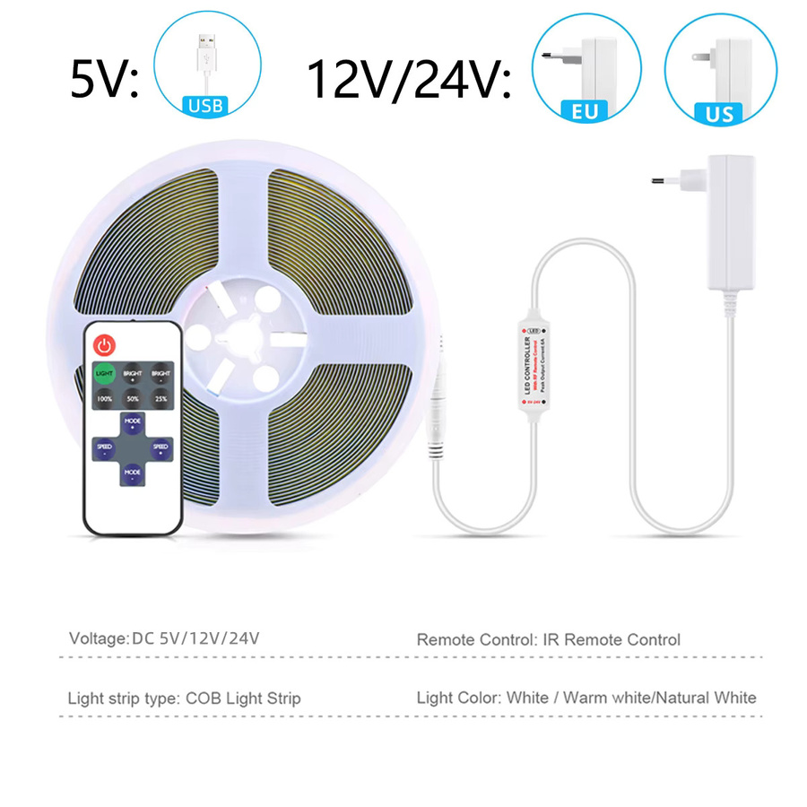 Lcamaw LED COB Lichtband in Weiß mit kabelloser RF-Fernbedienung und USB-Anschluss für Schrankunterbeleuchtung und Küchenmöbel - Bild 5
