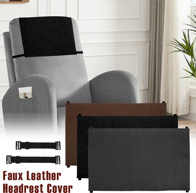 Willstar Kopfstützenbezug aus Kunstleder für Sofa und Liege, wasserabweisende Möbel-Kopfstützenabdeckung mit elastischen Trägern in Schwarz oder Braun - Bild 1