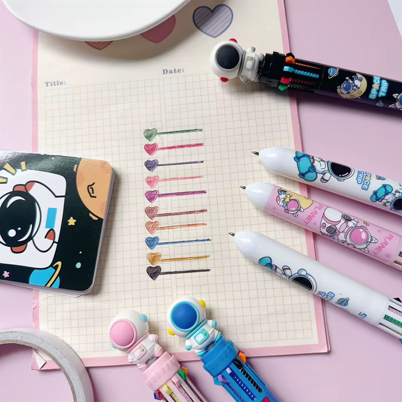 TWBEB Cartoon Astronaut Mehrfarbige Kugelschreiber Set für Schüler und Journaling in Pink und Bunt - Bild 2