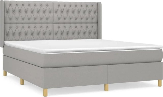 vidaXL Boxspringbett mit Matratze Hybrid-Design in Hellgrau, B/T/H: 180 x 200 x 118 cm - Bild 1