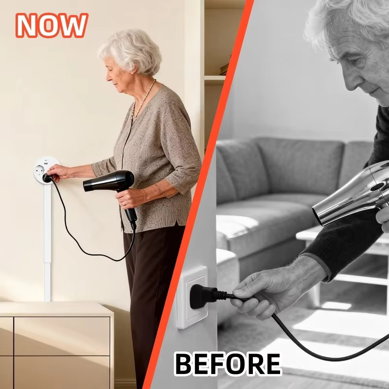 Luxuglow Elektrische Wandsteckdose mit Drehfunktion in Weiß mit verstellbarer Länge für Nachttische - Bild 2