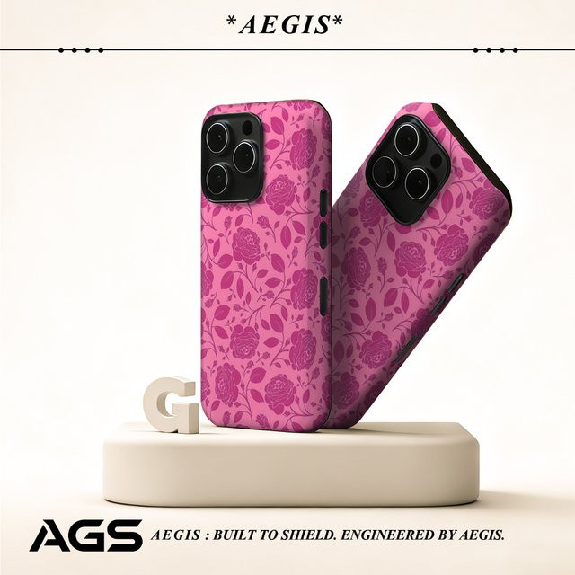 Potdemiel Handyhülle Pink Rose Weave für iPhone 17 16 15 14 13 Pro Max Plus mit Magnetfunktion und Double-Layer Tough Case Design - Bild 1