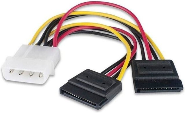 Molex SATA Dual-Festplatten-Stromkabel, 4-polig auf 15-polig, Y-Stromverteiler und Verlängerungskabel, multicolour - Bild 1