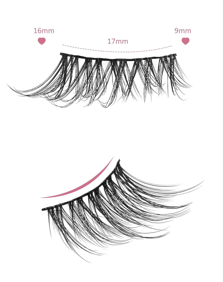 Sackvis Cat-Eye Wimpern, 7 Paar, 11 mm, transparentes Band - Bild 2