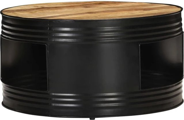 vidaXL Couchtisch aus Mango-Massivholz in Schwarz, B/T/H: 68 x 68 x 36 cm - Bild 1