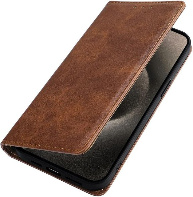Leder Handyhülle Business Flip Cover für Samsung Galaxy A51 5G A71 A31 A21 A11 A12 A22 A22S A41 in Braun mit Kartenfächern und Magnetverschluss - Bild 1