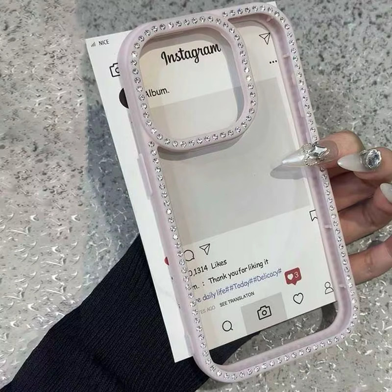 Luxuriöse Bling-Strass-Diamant-Handyhülle von Gusakov für iPhone 11 bis iPhone 17 Pro Max in Schwarz, stoßfeste Schutzhülle - Bild 2