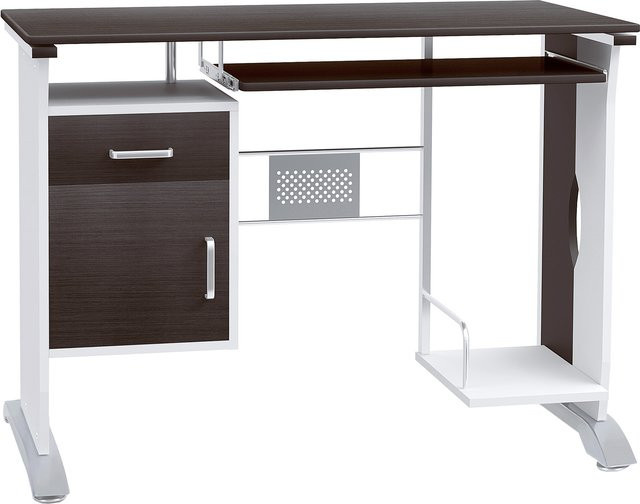 HOMCOM Schreibtisch mit Schubladen aus Metall und MDF in Schwarznuss und Silber, B/T/H: 100 x 52 x 75 cm - Bild 1
