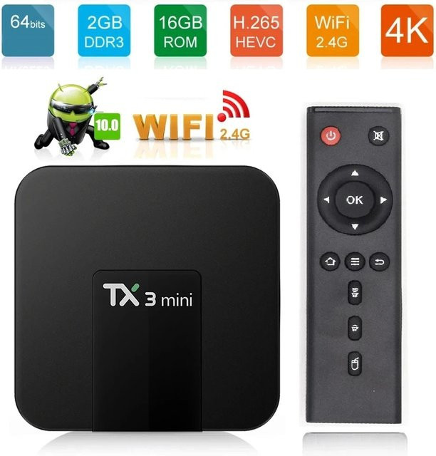 Yggcoo TX3 Mini Smart TV Box Android 10.0, 4K UHD Media Player mit Dual 2,4G WiFi, Schwarz - Bild 1