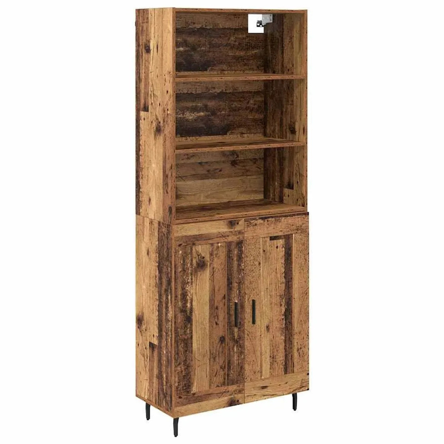 vidaXL Highboard Altholz in Braun aus Engineered Wood und Glas B/T/H: 69,5 x 34 x 180 cm - Bild 2