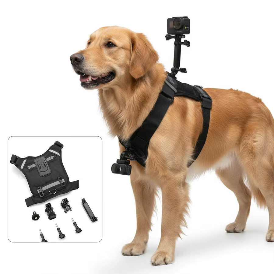 Haustier-Actionkamera-Gurt in Schwarz zur Brust- und Rückenbefestigung für GoPro, Insta360 und DJI Osmo - Bild 2