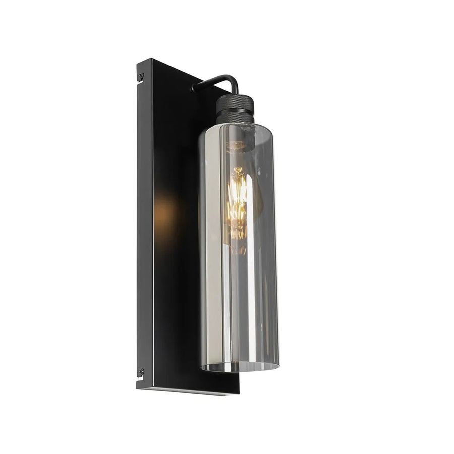 QAZQA Moderne Wandlampe Stavelot in Schwarz mit Rauchglas und E27 Fassung - Bild 2