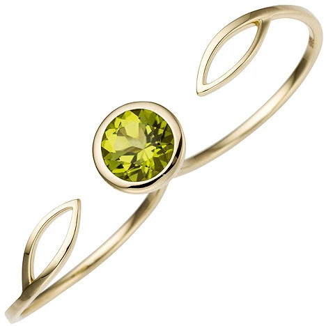 Colfem Zweifinger Ring 585 Gelbgold, Peridot, Damen, Ringgröße 56 - Bild 1