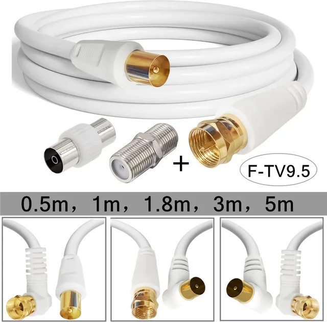BSN Koaxial-TV-Satellitenantennenkabel mit 9,5mm Stecker auf F-Typ Stecker in Weiß - Bild 1