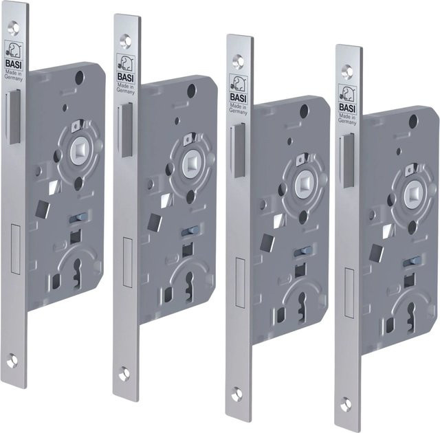 BASI Einsteck-Zimmertürschloss Set 4er Pack ES 921 Buntbart Stulp Kääntig DIN Rechts in Silber - Bild 1