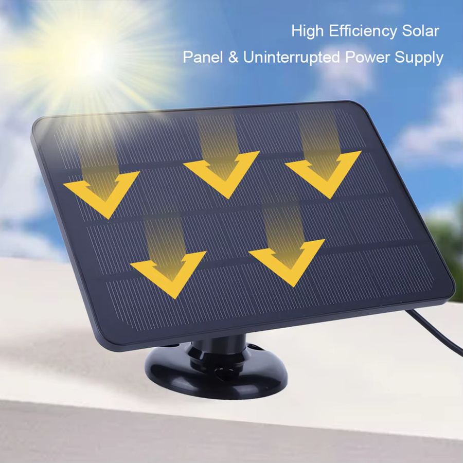 Worallymy 20 W Solarpanel für Ring Video Doorbell 4/3/3 Plus/2, IP65 wasserdichtes Solarladegerät mit 360 Grad verstellbarer Wandhalterung, Schwarz - Bild 3