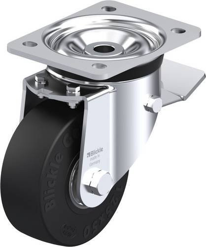 Blickle Lenkrolle LK-SE 125K-ST mit Feststeller in Schwarz und Silber, Rad-Durchmesser: 12,5 cm, Tragfähigkeit: 320 kg - Bild 1