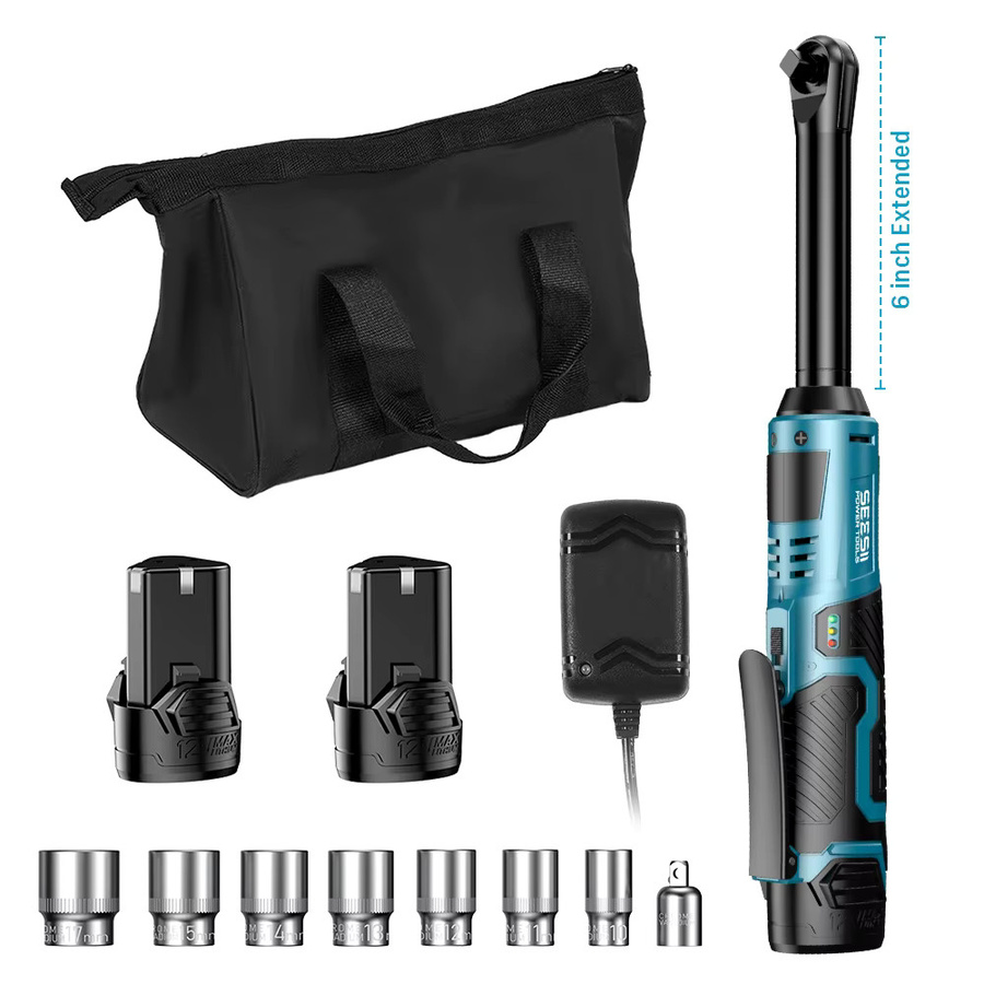 Seesii 12V 6-Zoll Kabelloser Elektroratschenschlüssel 3/8 Zoll mit 55Nm Drehmoment zum Demontieren im Auto - Bild 6