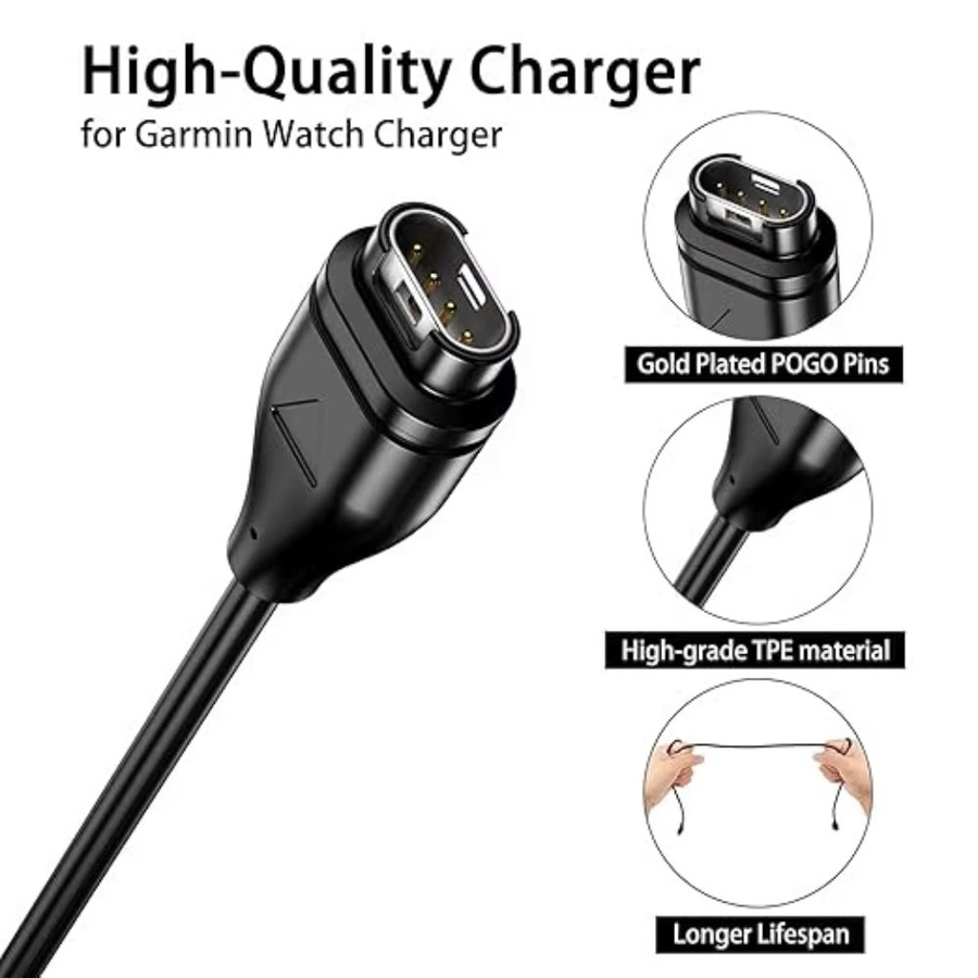 USB Smartwatch Ersatzladegerät in Schwarz passend für Garmin Approach S70 S60 S42 S40 S12 S10 G12 X10 und Instinct 2 2S 2X - Bild 3