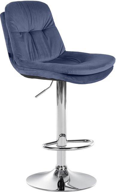 CLP Barhocker Laurel mit Samtbezug, höhenverstellbarer und drehbarer Barstuhl mit Rückenlehne und Fußstütze in modernem Design - Bild 1