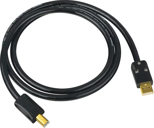 HiFi USB-A auf B Datenkabel aus Sterling Silber für PC, DAC und Mixer in Schwarz und Silber - Bild 1