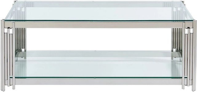 Couchtisch Nomelano Modern in Grau-Silber mit gehärtetem Glas, B/T/H: 123,5 x 63,5 x 45,5 cm - Bild 1