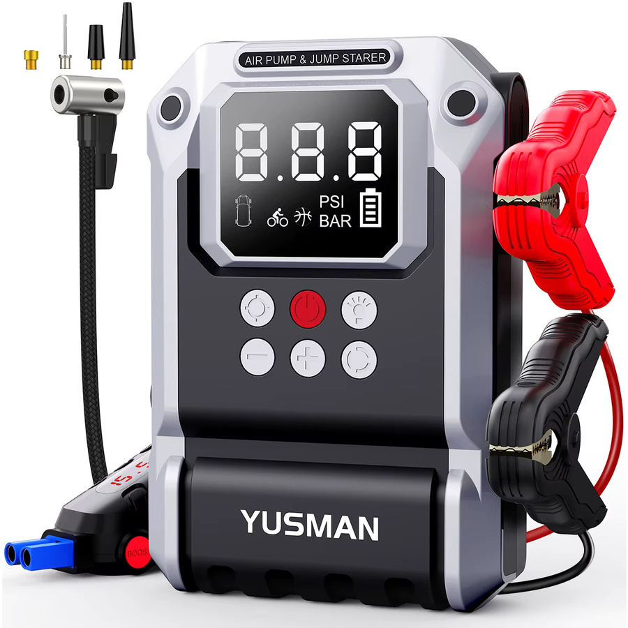 YUSMAN 4-in-1 Notfallstarter in Schwarz mit 26800mAh, 5000A Spitzenstrom, 150PSI Luftkompressor und Powerbank für 12V-Fahrzeuge - Bild 8