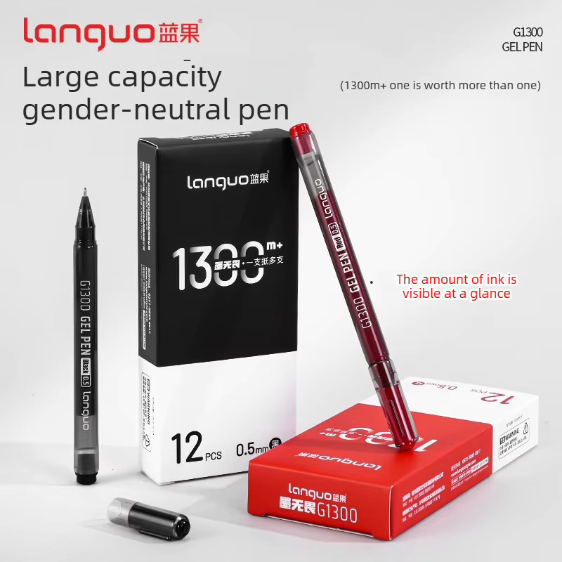 Languo Gelstift mit großer Kapazität, 0,5 mm, rote und schwarze Tinte, schnell trocknend und glatt schreibend - Bild 2