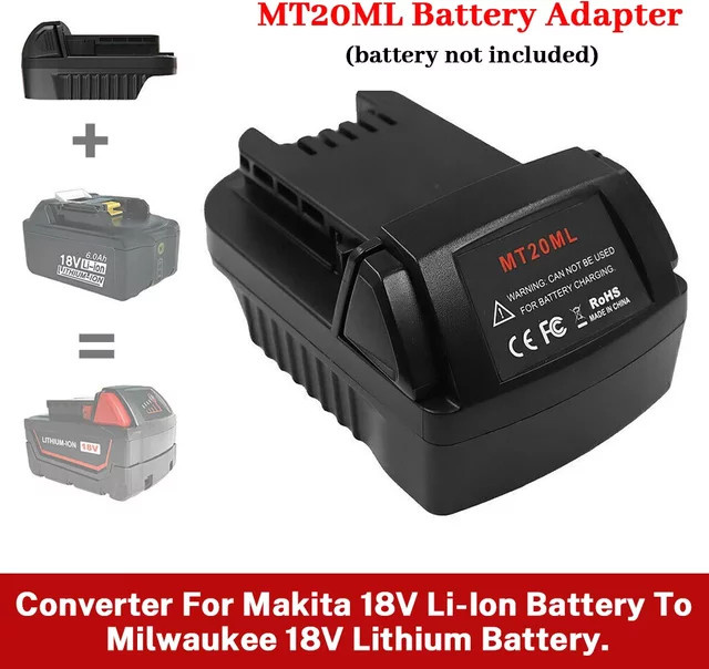 Mt20ml Adapter Konverter für Makita 18V Akkus zur Nutzung mit Milwaukee 18V Li-Ionen Akku-Elektrowerkzeugen, Schwarz - Bild 1