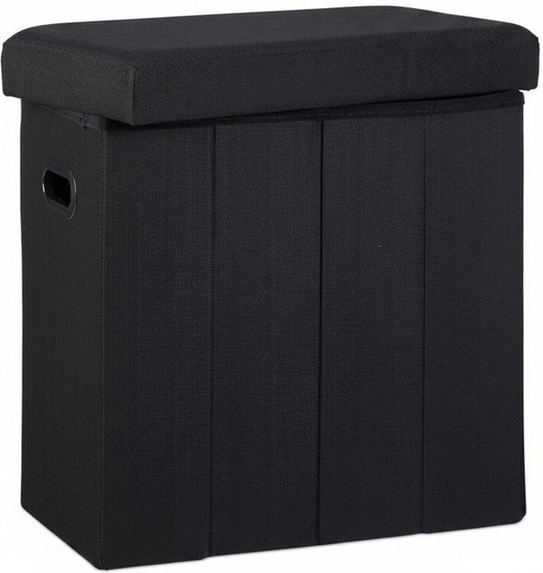 Faltbarer Sitzhocker von Relaxdays aus MDF und Polyester in Schwarz, B/T/H: 49,5 x 46 x 25,5 cm - Bild 1