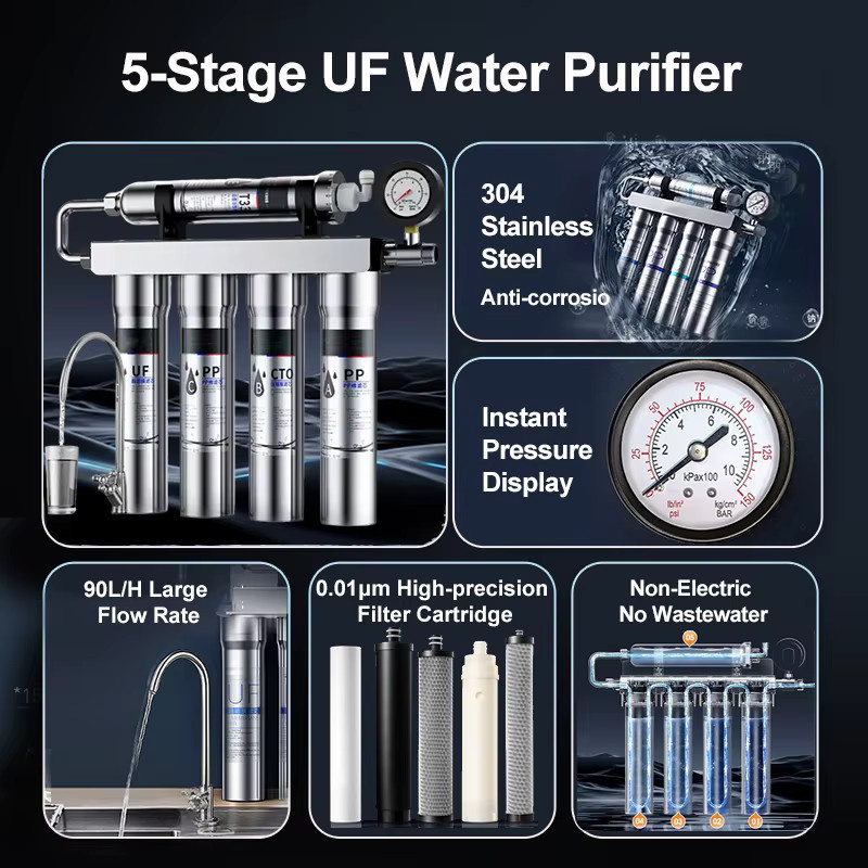 EIREE Wasserfiltersystem aus 304 Edelstahl in Silber mit 5 Stufen UF-Wasserreiniger für deine Küche - Bild 2