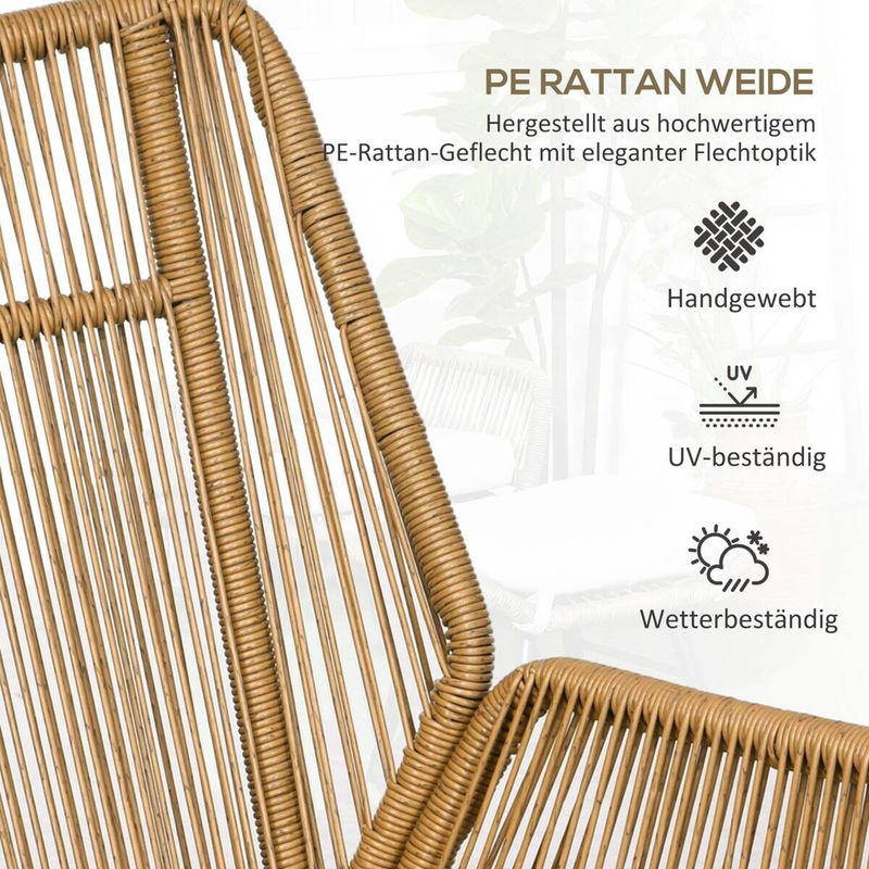 Outsunny Gartensessel in Natur mit verstellbarer Kopfstütze und Gasdruckfeder, B/H/L: 83 x 94 x 67 cm - Bild 5