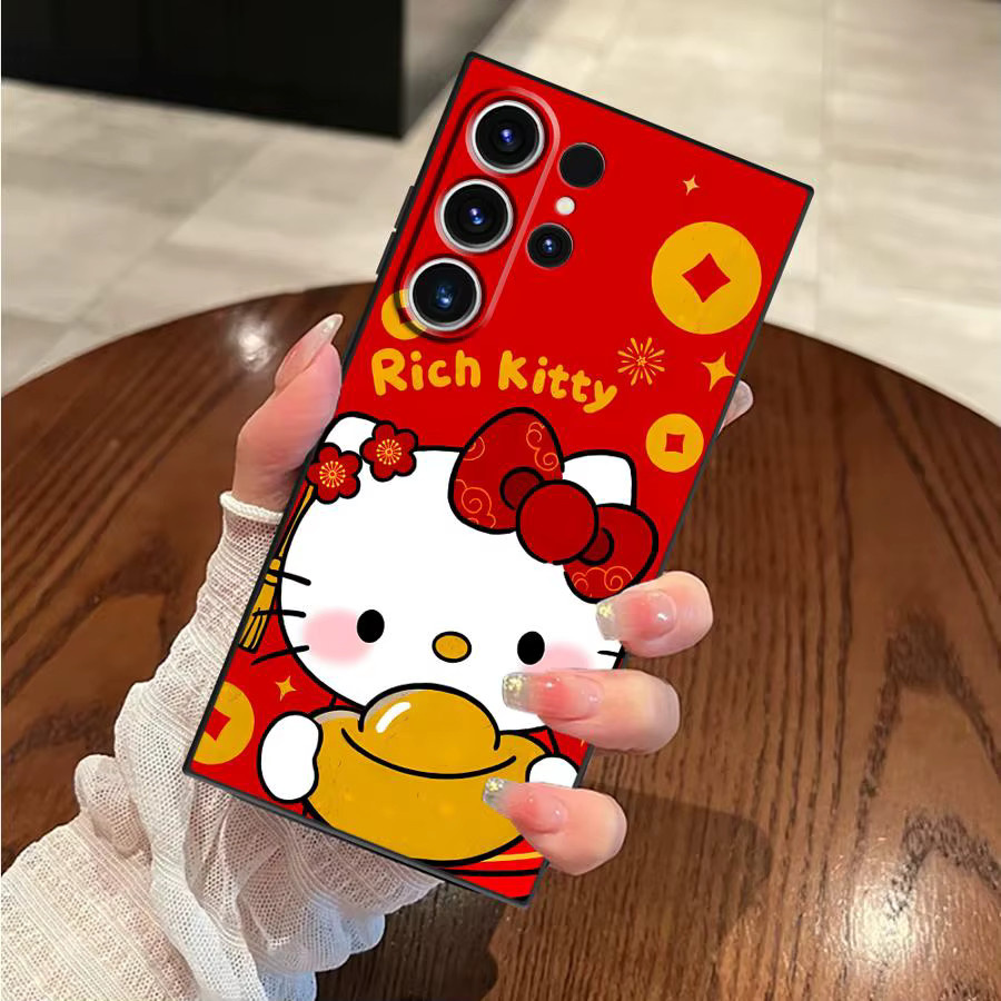 Sanrio Hello Kitty Neujahr Soft Back Phone Cover für Samsung Galaxy S25 Ultra S24 Plus S23 FE S22 S21 S20 und weitere Modelle in Rot - Bild 2