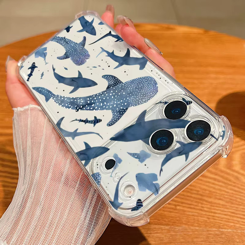 MOESOE Whale Seashell Handyhülle mit Kartenfach für iPhone 17 16 15 14 13 12 11 Pro Max, Transparent, Stoßfestes weiches TPU - Bild 1