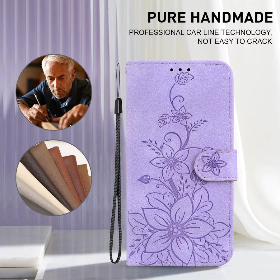 JESSLEI Leder-Handyhülle mit Air Wallet und Lanyard für iPhone 15 in Grün - Bild 2