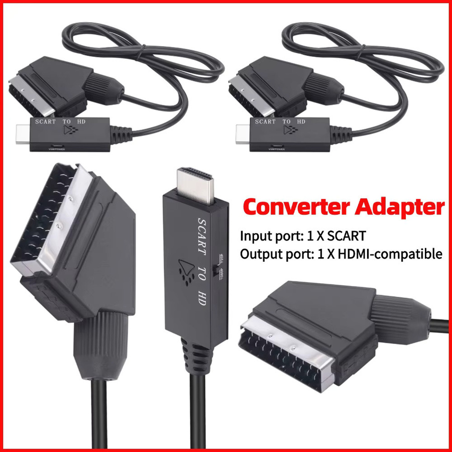 MOJOYCE SCART zu HDMI Video Audio Konverter Adapter in Schwarz für Full HD 1080P mit Micro USB Anschluss - Bild 2