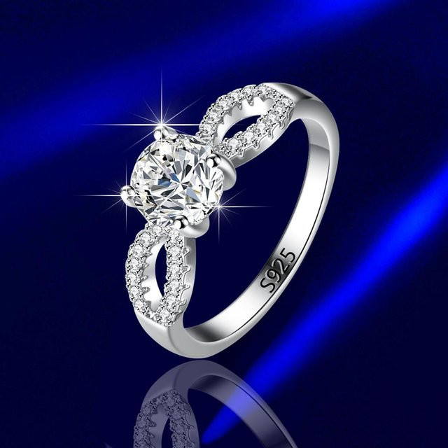 Ring 925 Silber, Moissanit, Zirkonia, Brillant, Damen - Bild 1