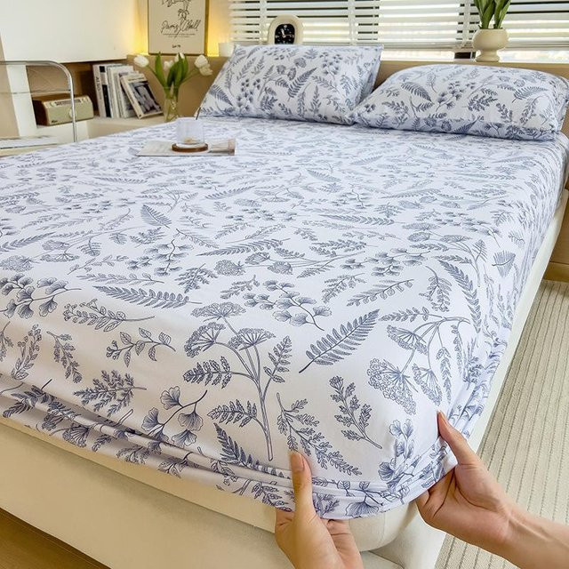 Spannbettlaken aus gewaschener Baumwolle in modernem Stil, B/T: 200 x 220 cm - Bild 1