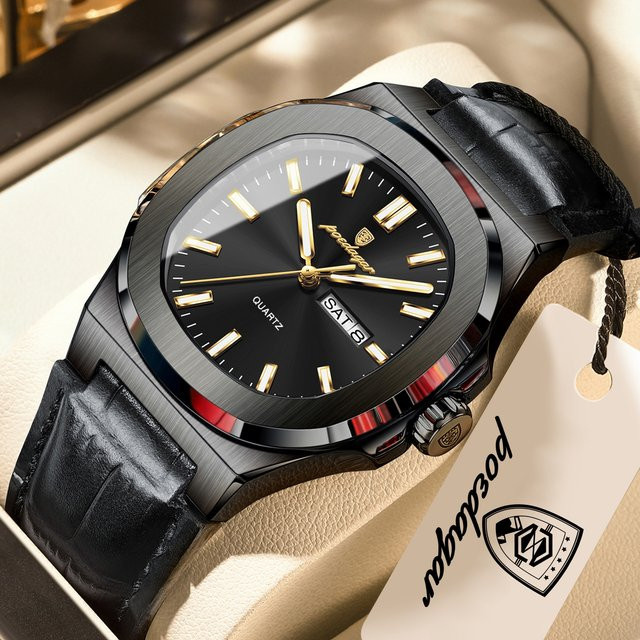 POEDAGAR Armbanduhr, Quarz, Leder, Herren - Bild 1
