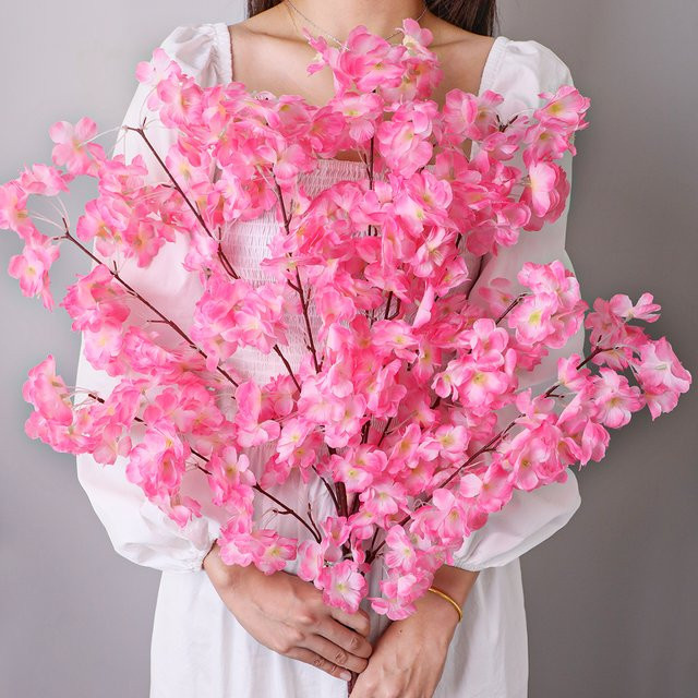 XIYA FLOWER Künstliche Kirschblütenzweige in Rosa und Weiß für deine Frühlingsdekoration - Bild 1