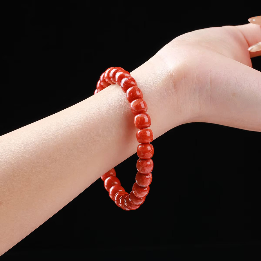 Armband Roter Achat, Barrel Perlen, Damen - Bild 3