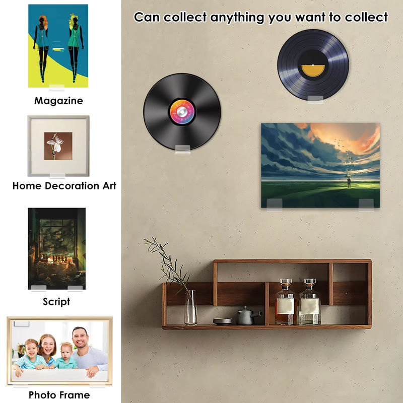 Willstar 18er Set Acryl Platten Halter Transparent Selbstklebend Wandmontiert für Vinyl und Album Display - Bild 3