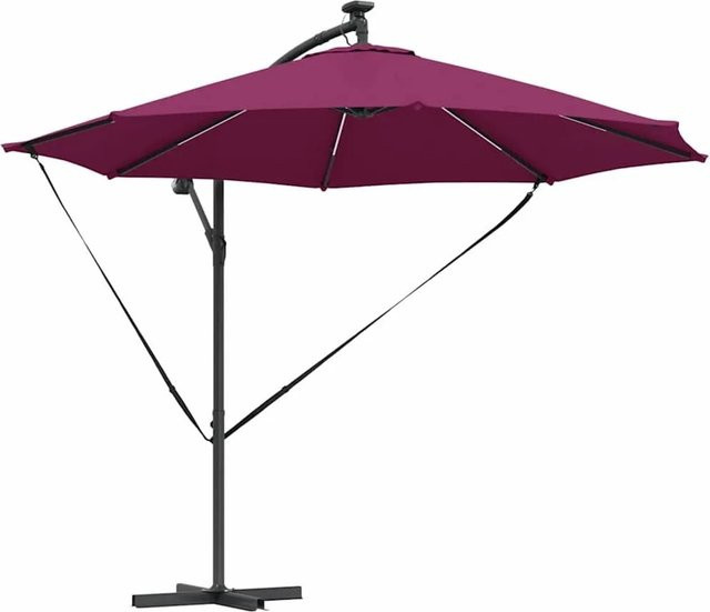 vidaXL Auskragender Bananenschirm in Bordeauxrot mit Polyesterbespannung und Stahlgestell, B/T/H: 294 x 294 x 248 cm - Bild 1